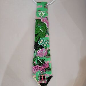 1908 Pink And Green Sequin Beaded Tie